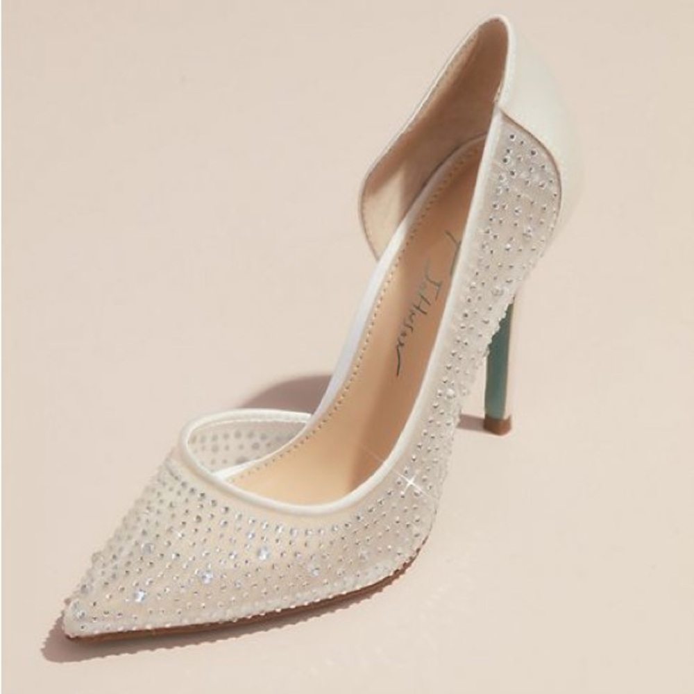 BETSEY JOHNSON X DB mesh and satin crystal pumps